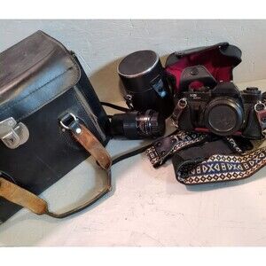 VTG SEARS KS Super 35mm SLR Film Cameran LOT Case Lenses Flash MISC